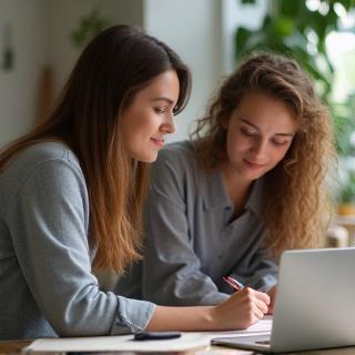 Art mentor guiding a student
